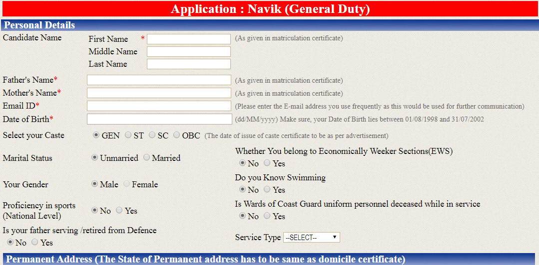 apply for Indian Coast Guard Recruitment for Navik (GD) Job